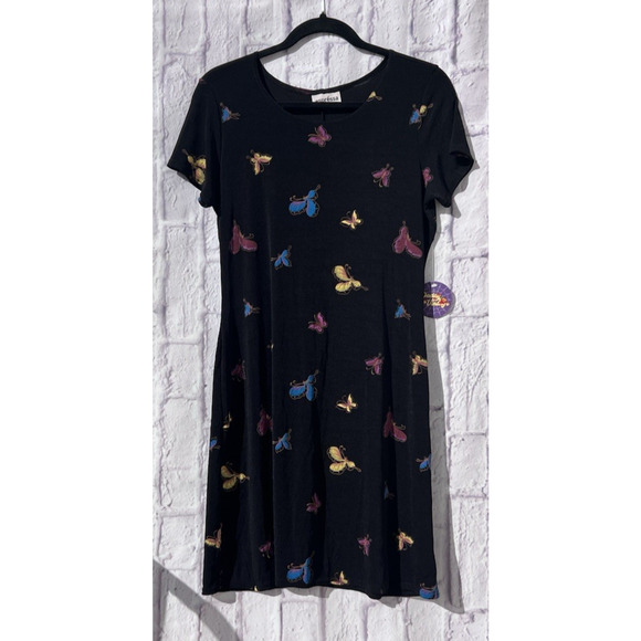 Espressa Butterfly T-Shirt Mini Dress Fit N Flare Whimsy Goth Punk Fairy Size M - Picture 1 of 6